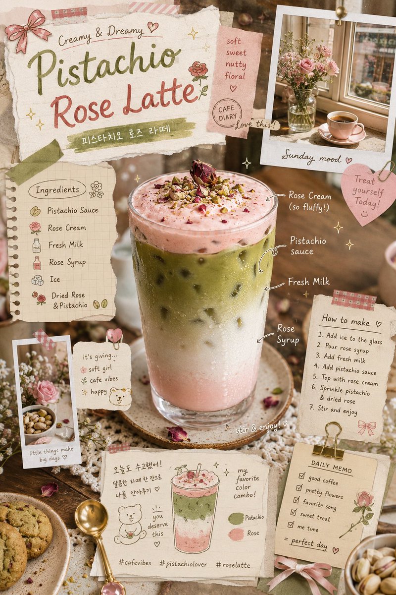 Pistachio rose latte poster