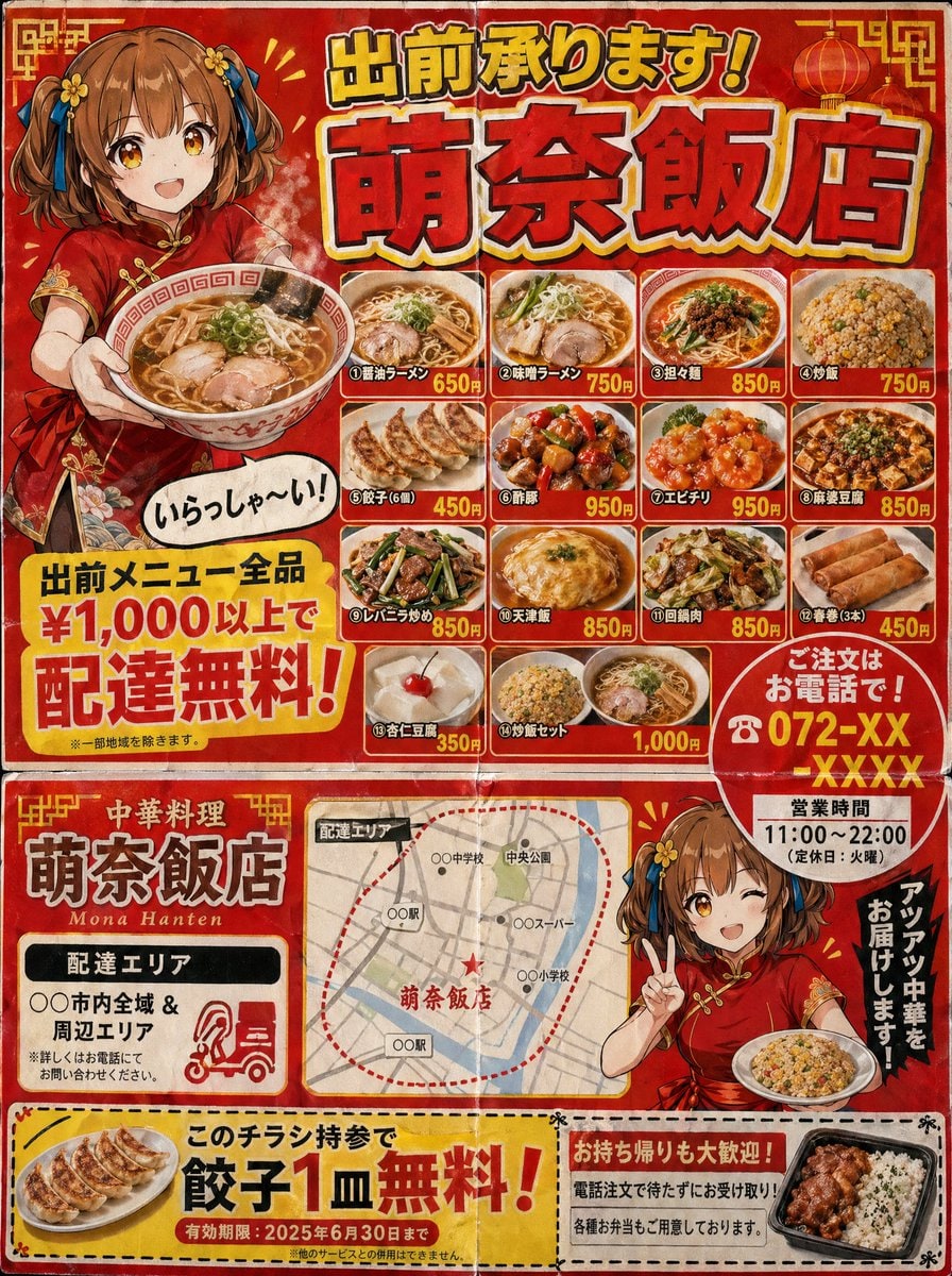 用于投递邮箱的日本社区中餐馆外卖传单（3