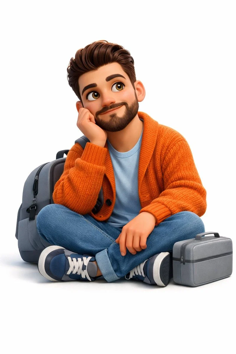 创建一个 3D、Pixar 风格的动画年轻男子