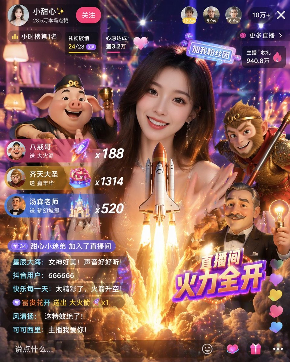 直播 App 界面样机