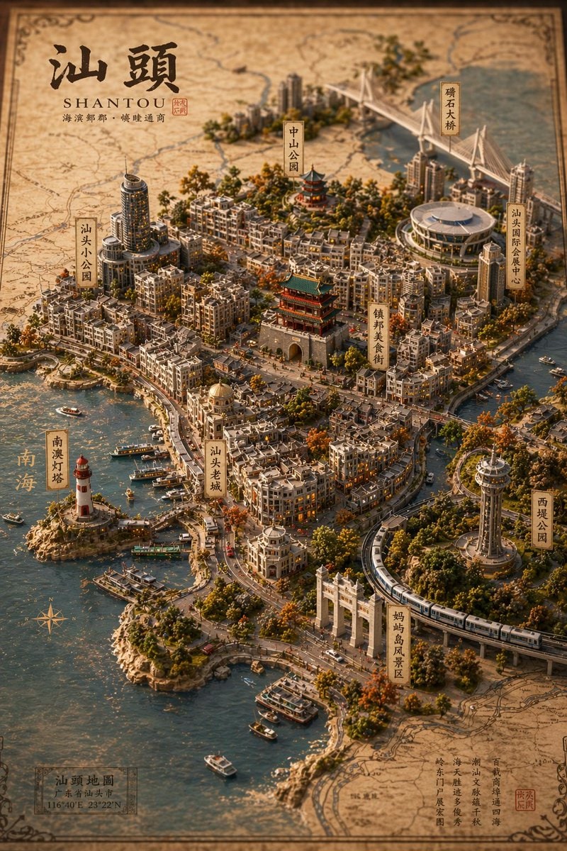 复古 3D 微缩城市地图
