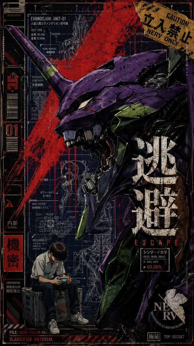 硬核风格的竖版动漫机甲海报