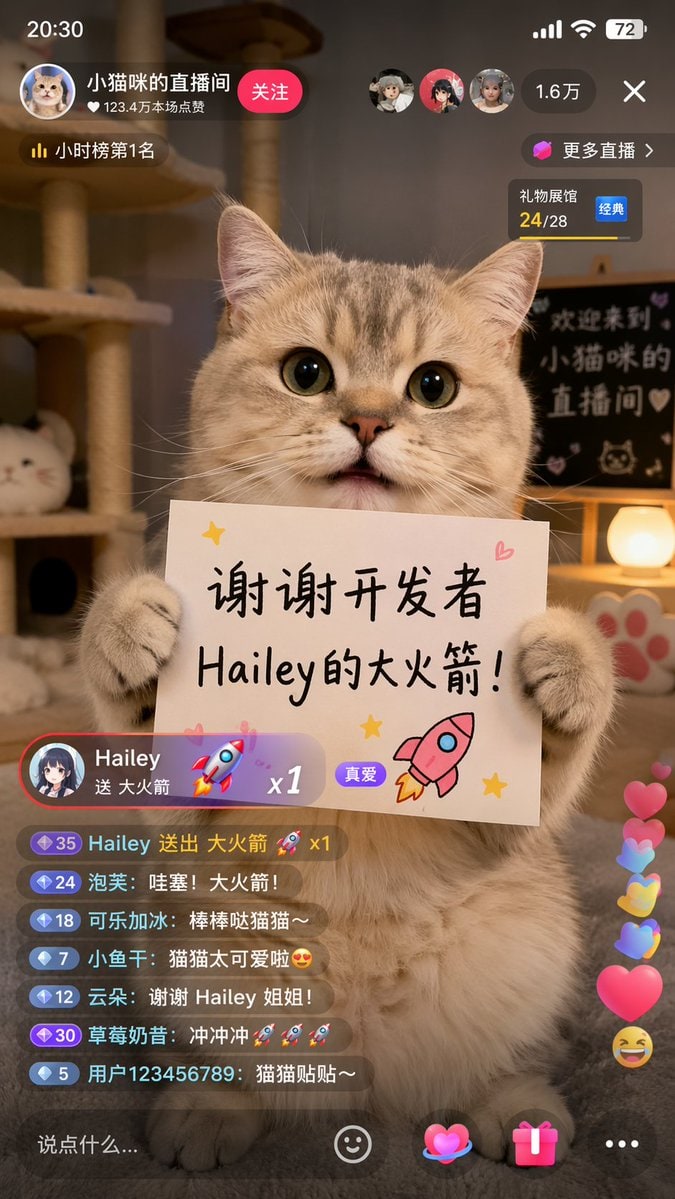 猫咪直播 界面 界面模型