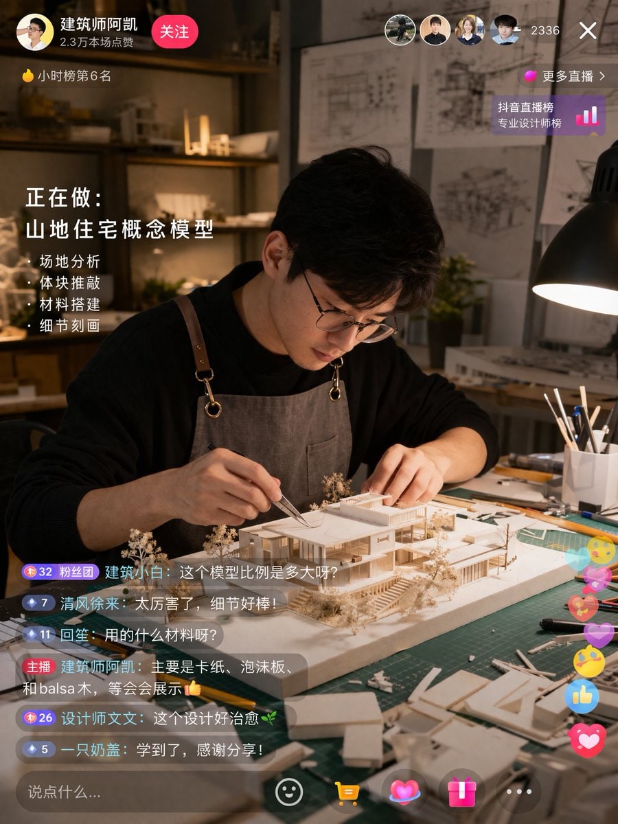 建筑师直播界面 界面 模型
