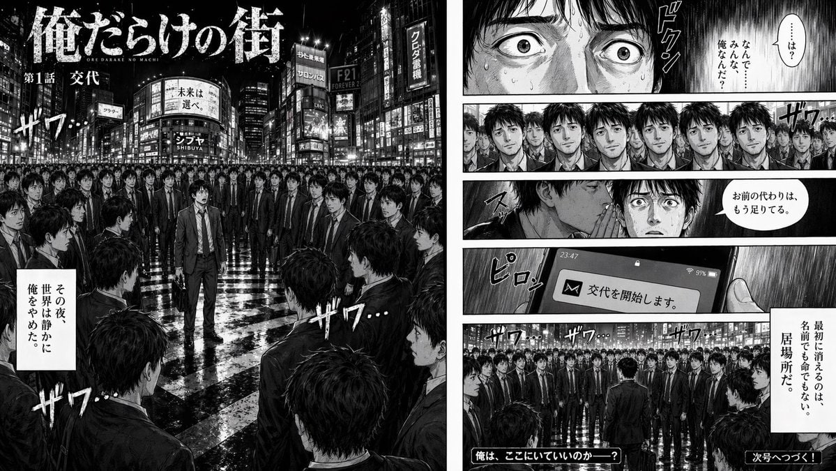 双页心理惊悚漫画跨页