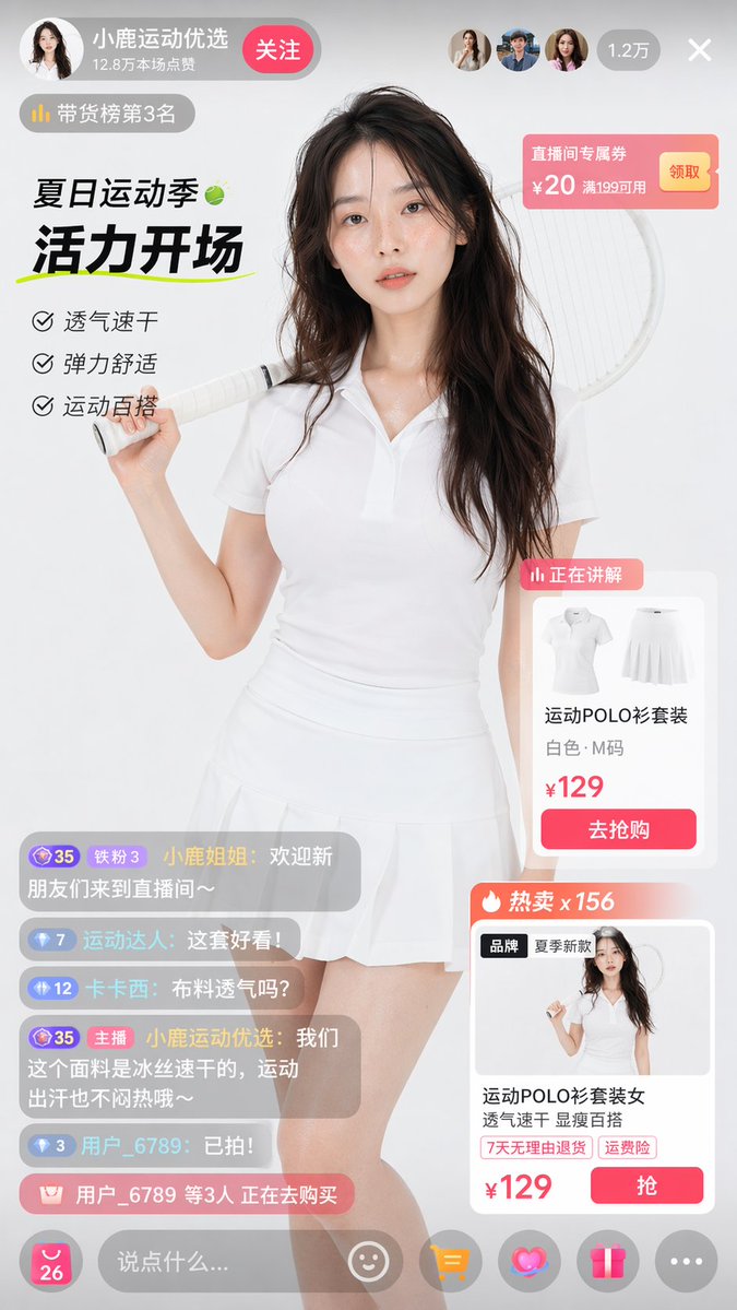 直播间带货界面生产案例